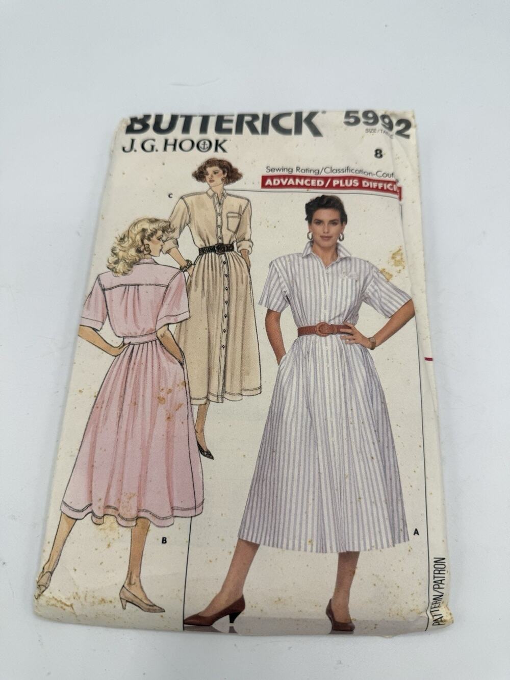 Vintage Butterick 5992 J.G. Hook Dress Sewing Pattern Size 8 UNCUT 1980s